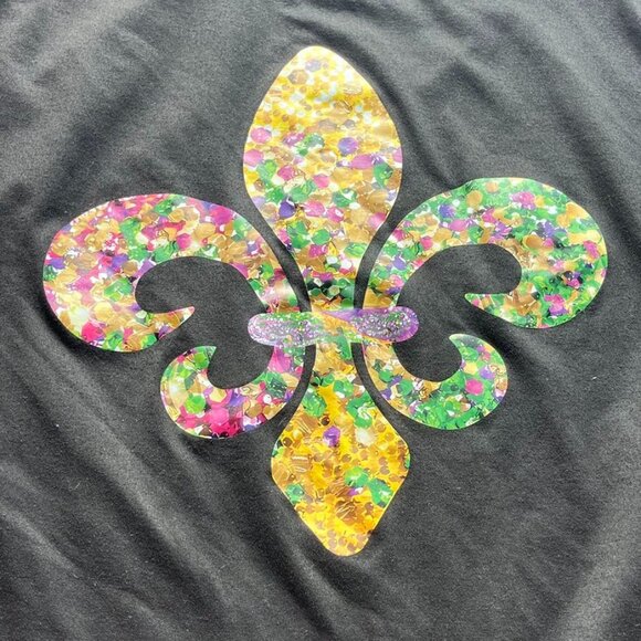 Black Fleur-De-Lis Graphic Short Sleeve T-Shirt XXL Mardi Gras - Picture 3 of 6